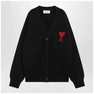 Ami Paris Black wool Ami De Coeur cardigan