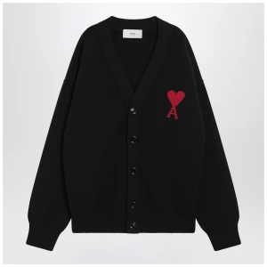 Ami Paris Black wool Ami De Coeur cardigan