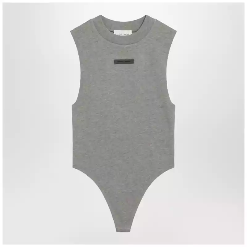 Fear of God Essentials Sleeveless grey cotton-blend bodysuit