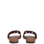 Dolce & Gabbana-DG logo brown calfskin leather slides.