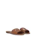 Dolce & Gabbana-DG logo brown calfskin leather slides.