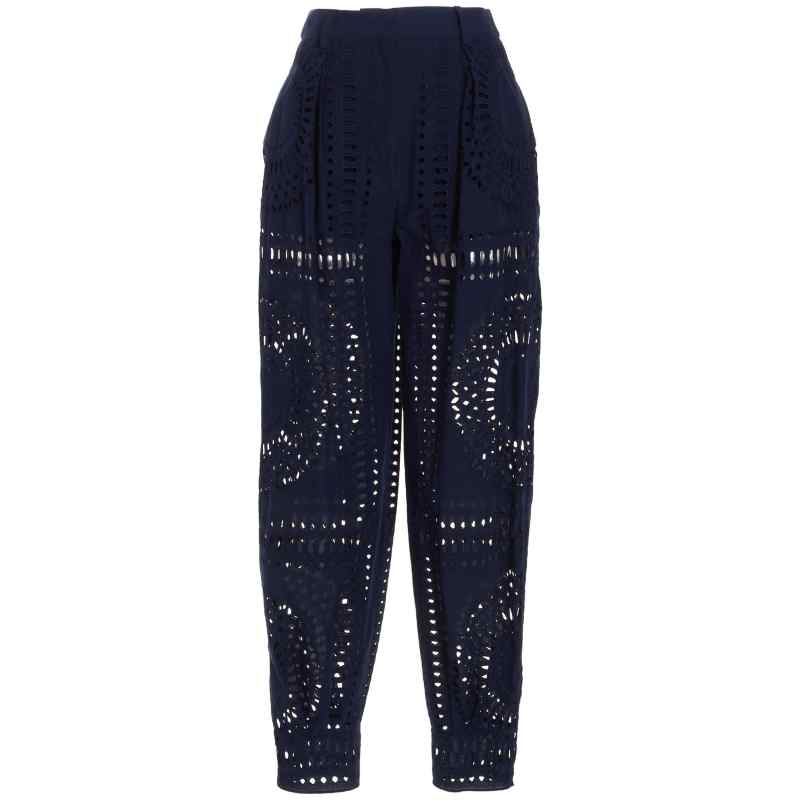 Alberta Ferretti Embroidered Cotton Pants