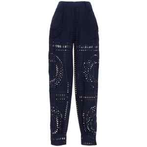 Alberta Ferretti Embroidered Cotton Pants