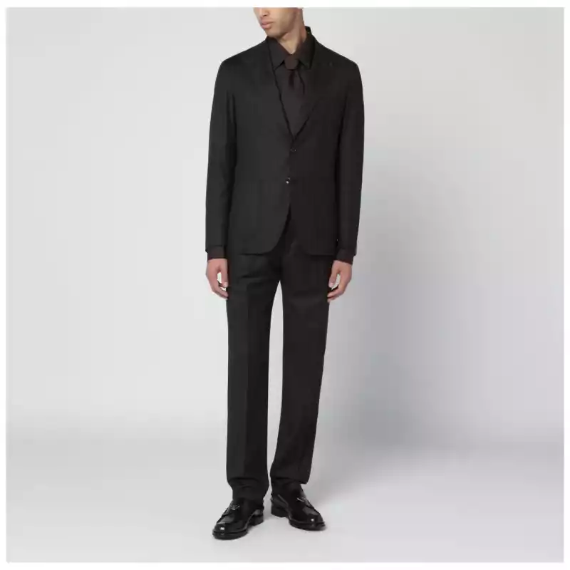Tagliatore Brown striped single-breasted wool suit