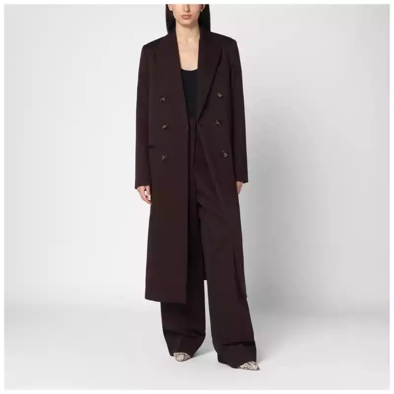 Stella McCartney Double-breasted plum wool coat