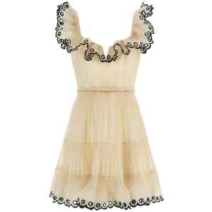 Zimmermann Embroidered Frilled Mini Dress