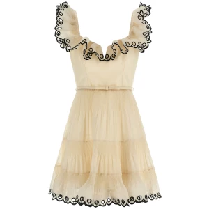 Zimmermann Embroidered Frilled Mini Dress