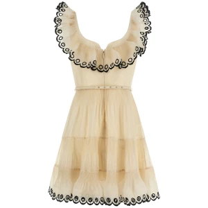 Zimmermann Embroidered Frilled Mini Dress