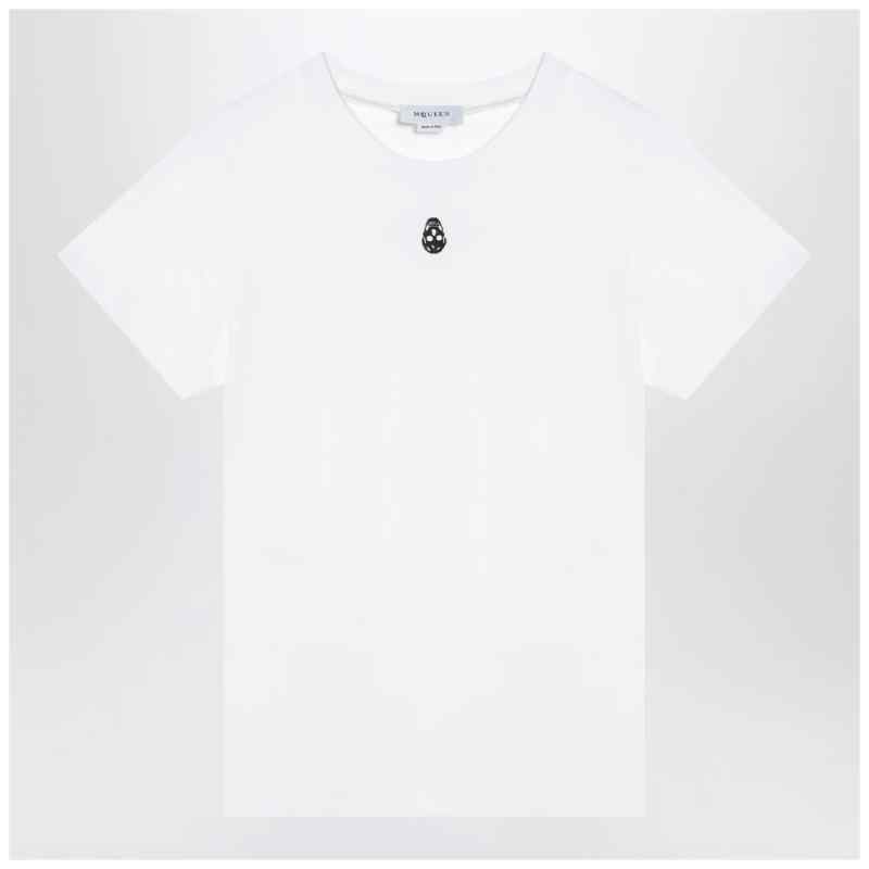Alexander McQueen White T-shirt with Skull embroidery