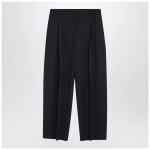 Alexander McQueen Wide navy blue wool trousers