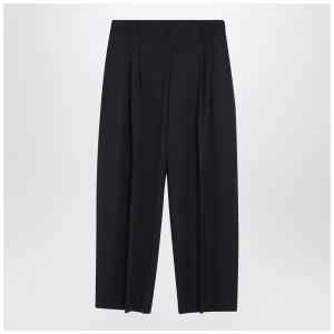 Alexander McQueen Wide navy blue wool trousers