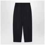 Alexander McQueen Wide navy blue wool trousers