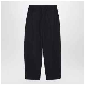 Alexander McQueen Wide navy blue wool trousers