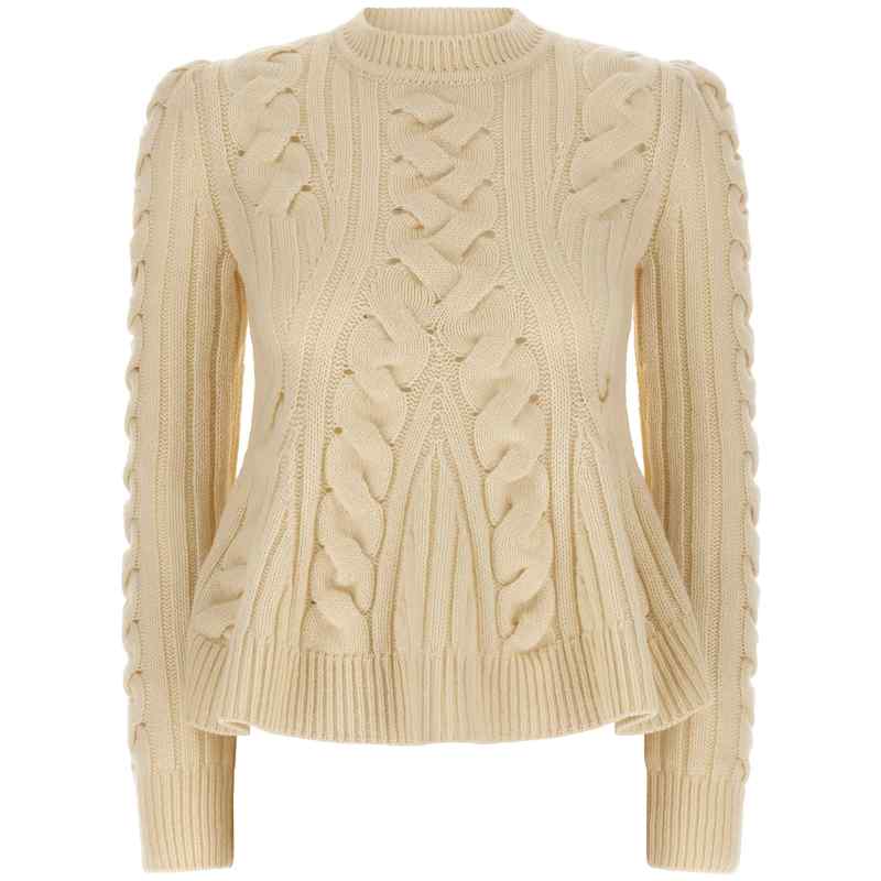Alexander McQueen Peplum Cable Sweater