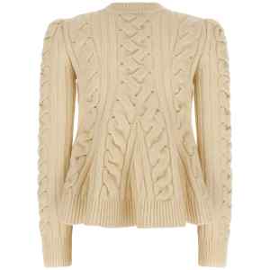 Alexander McQueen Peplum Cable Sweater