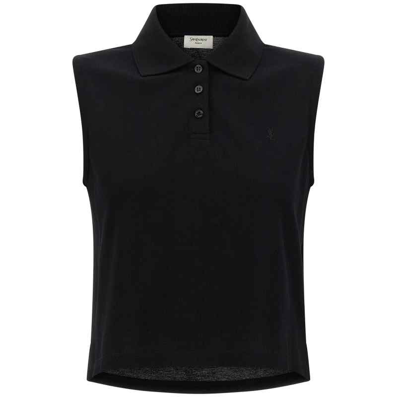 Saint Laurent Cassandre Embroidered Polo Shirt Saint Laurent Cassandre Embroidered Polo Shirt