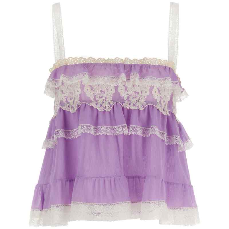 Alberta Ferretti Flounces And Lace Top Alberta Ferretti Flounces And Lace Top