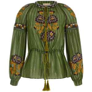 Valentino Garavani Embroidered Lurex Silk Shirt