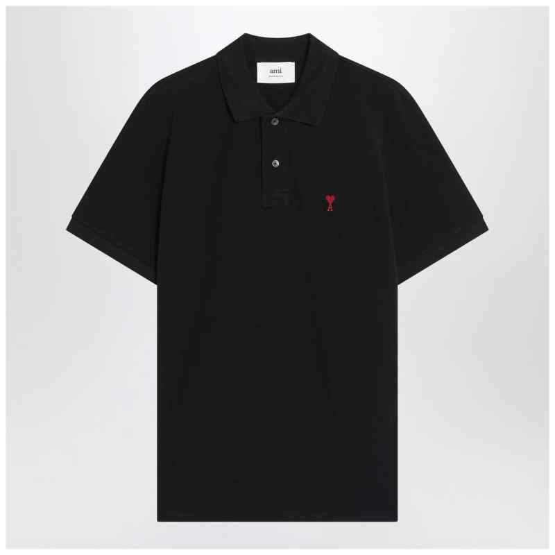 Ami Paris Ami De Coeur black polo shirt