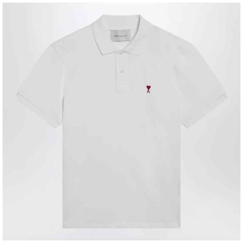 Ami Paris Ami De Coeur white polo shirt