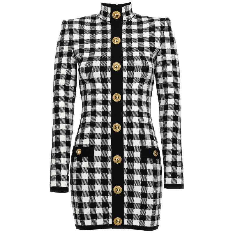 Balmain Vichy Knit Dress