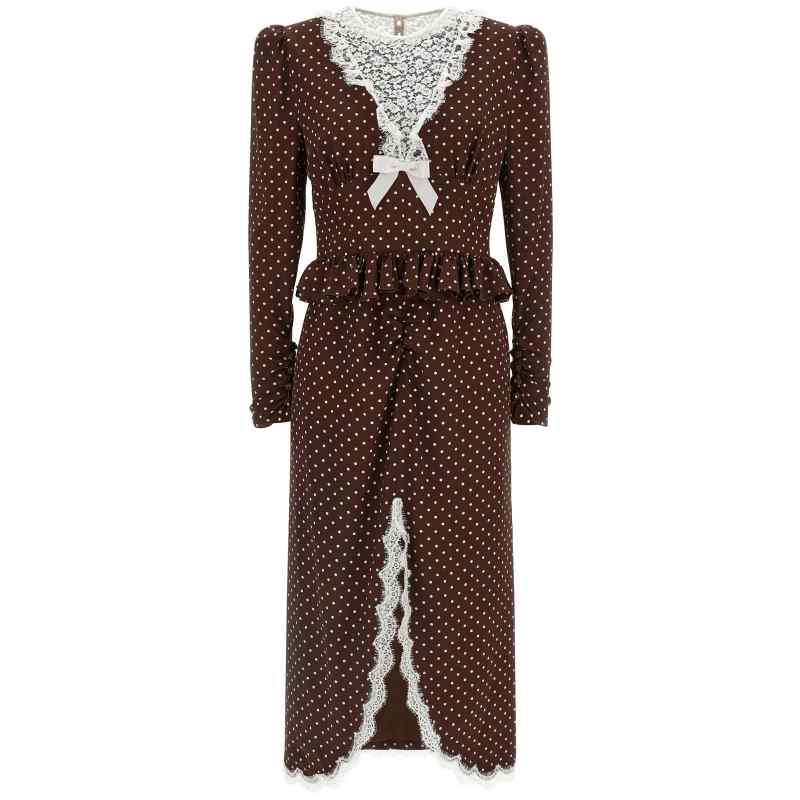 Alessandra Rich Polka Dot Midi Dress