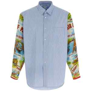Comme Des Garcons Shirt Patterned Sleeve Shirt