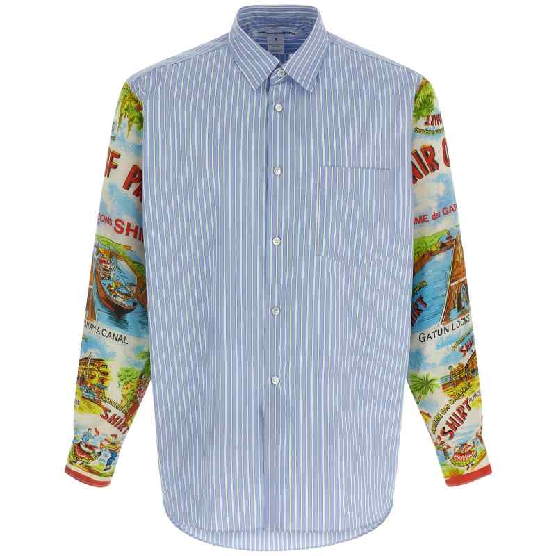 Comme Des Garcons Shirt Patterned Sleeve Shirt