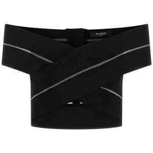 Balmain Off-the-shoulder Crop Top