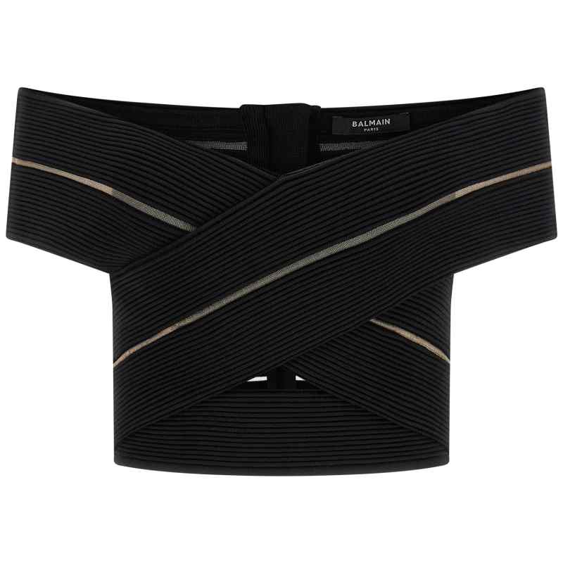 Balmain Off-the-shoulder Crop Top