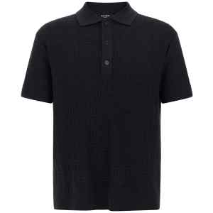 Balmain Monogram Knit Polo Shirt