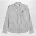 Ami Paris Ami De Coeur striped white shirt