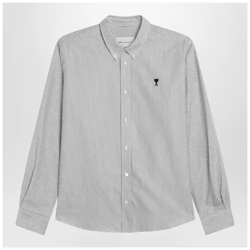 Ami Paris Ami De Coeur striped white shirt