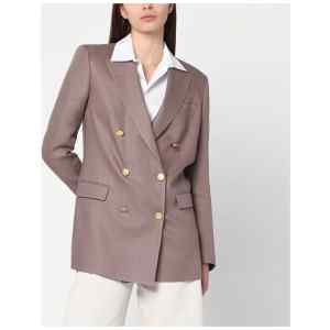 Tagliatore Brown double-breasted linen jacket