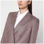 Tagliatore Brown double-breasted linen jacket