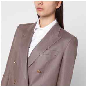 Tagliatore Brown double-breasted linen jacket