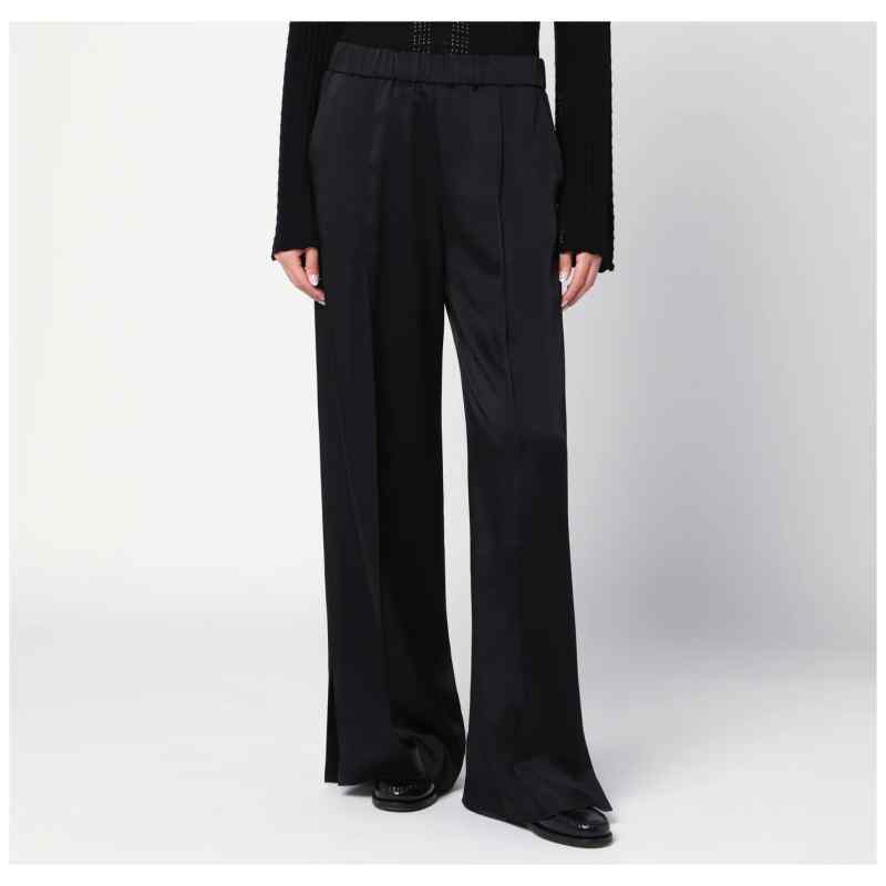 Jil Sander Black satin palazzo pants