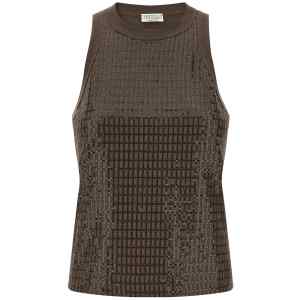 Brunello Cucinelli Dazzling Check Embroidery Top