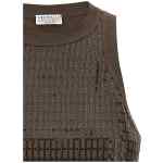 Brunello Cucinelli Dazzling Check Embroidery Top