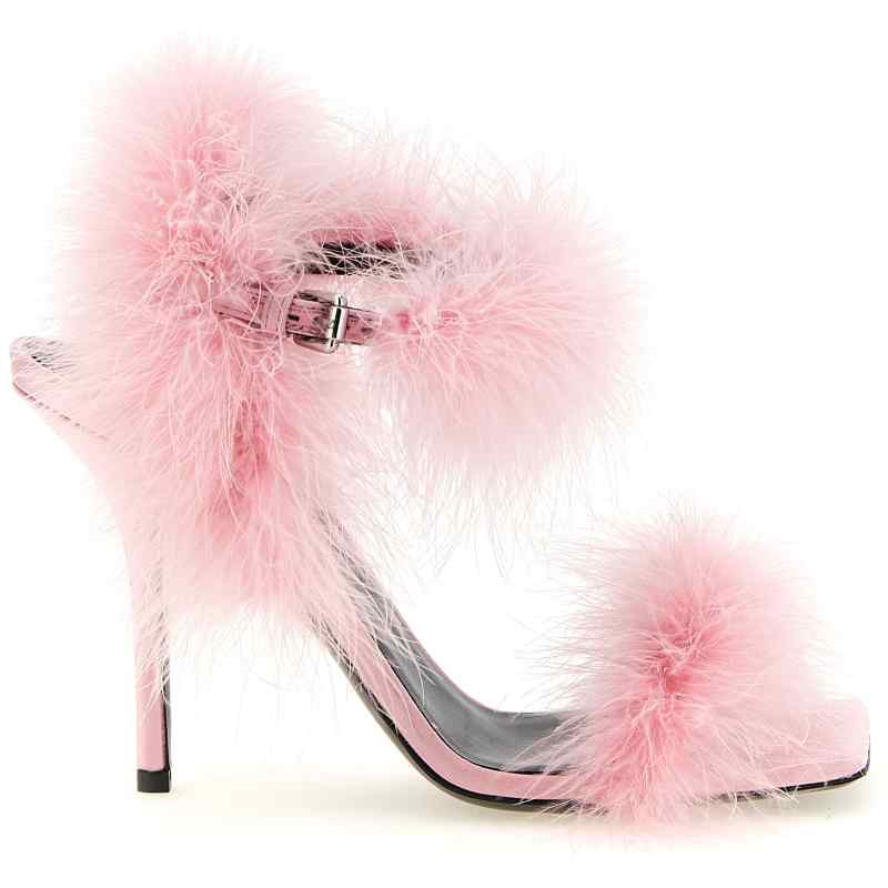 Moschino Satin Sandals And Feathers Moschino Satin Sandals And Feathers