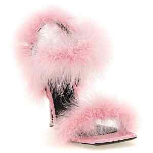 Moschino Satin Sandals And Feathers