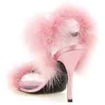 Moschino Satin Sandals And Feathers