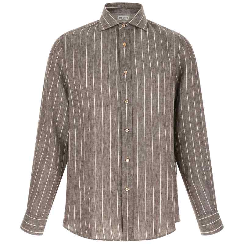 Brunello Cucinelli Pinstriped Canvas Shirt