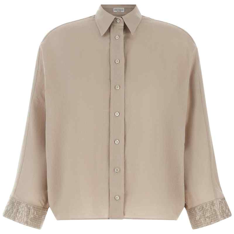 Brunello Cucinelli Dazzling Cascade Cuffs Shirt
