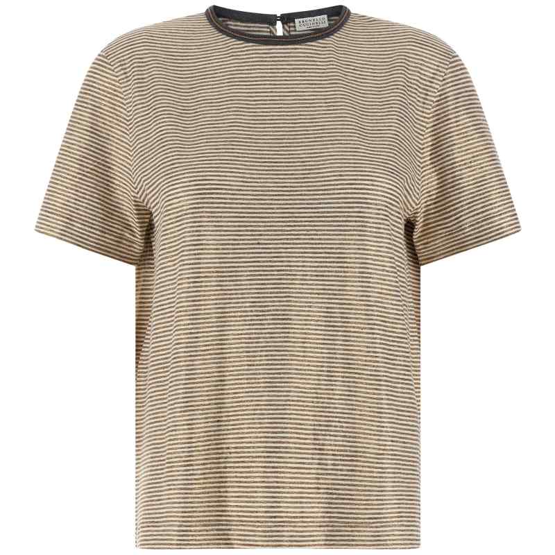 Brunello Cucinelli Shiny Collar Detail T-shirt Brunello Cucinelli Shiny Collar Detail T-shirt