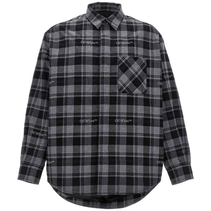 Off White Check Flannel Padded Jacket