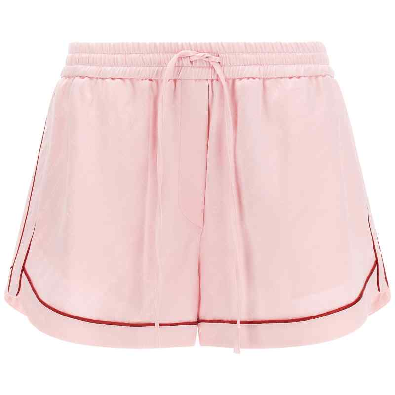Off White Jacquard Satin Pajama Shorts