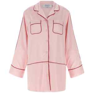 Off White Jacquard Satin New Roxy Pajama Shirt