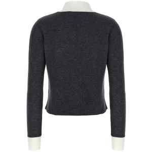 Self-Portrait Grey Contrast Collar Cardigan