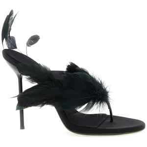 Paris Texas Lidia Feather Thong Mules
